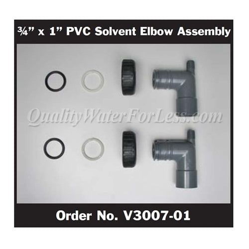Clack Tube Adapter Kit, 3/4" x 1" PVC Solvent Elbow, V3007-01 | Parts & Accessories | qualitywaterforless.com