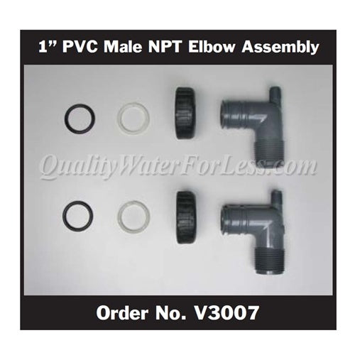 Clack Tube Adapter Kit, 1" PVC MNPT Elbow, V3007 | Parts & Accessories | qualitywaterforless.com