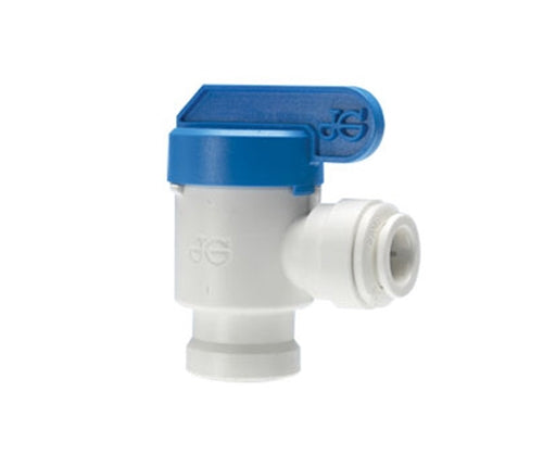 John Guest - 1/4" JG x 1/4" FNPT Shut Off Valve, Female Elbow | Reverse Osmosis | qualitywaterforless.com