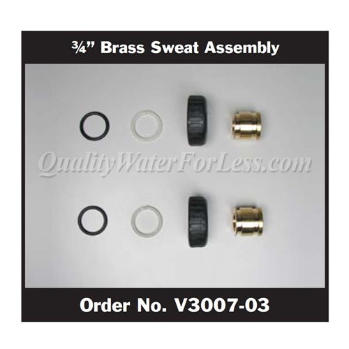 Clack Tube Adapter Kit, 3/4" Brass Sweat, V3007-03 | Parts & Accessories | qualitywaterforless.com