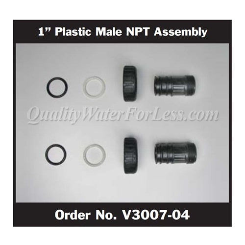 Clack Tube Adapter Kit, 1" Noryl Male NPT, V3007-04 | Parts & Accessories | qualitywaterforless.com