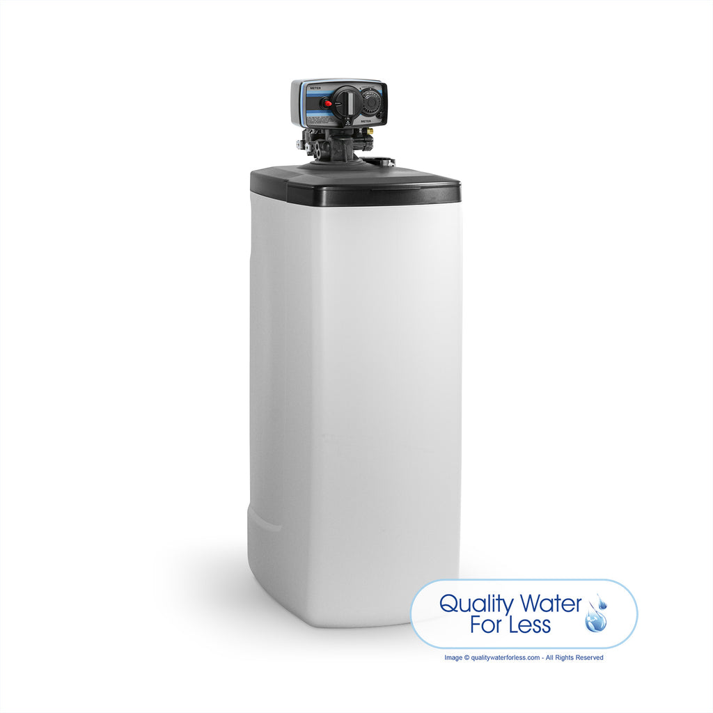 Fleck 5600 Meter Water Softener, Low-Profile Cabinet - 40,000 Grain Capacity | Meter-Demand Softeners | qualitywaterforless.com